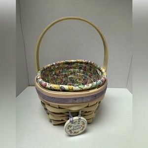 Longaberger Whitewashed Celebration Easter Jellybean Easter Basket Bundle